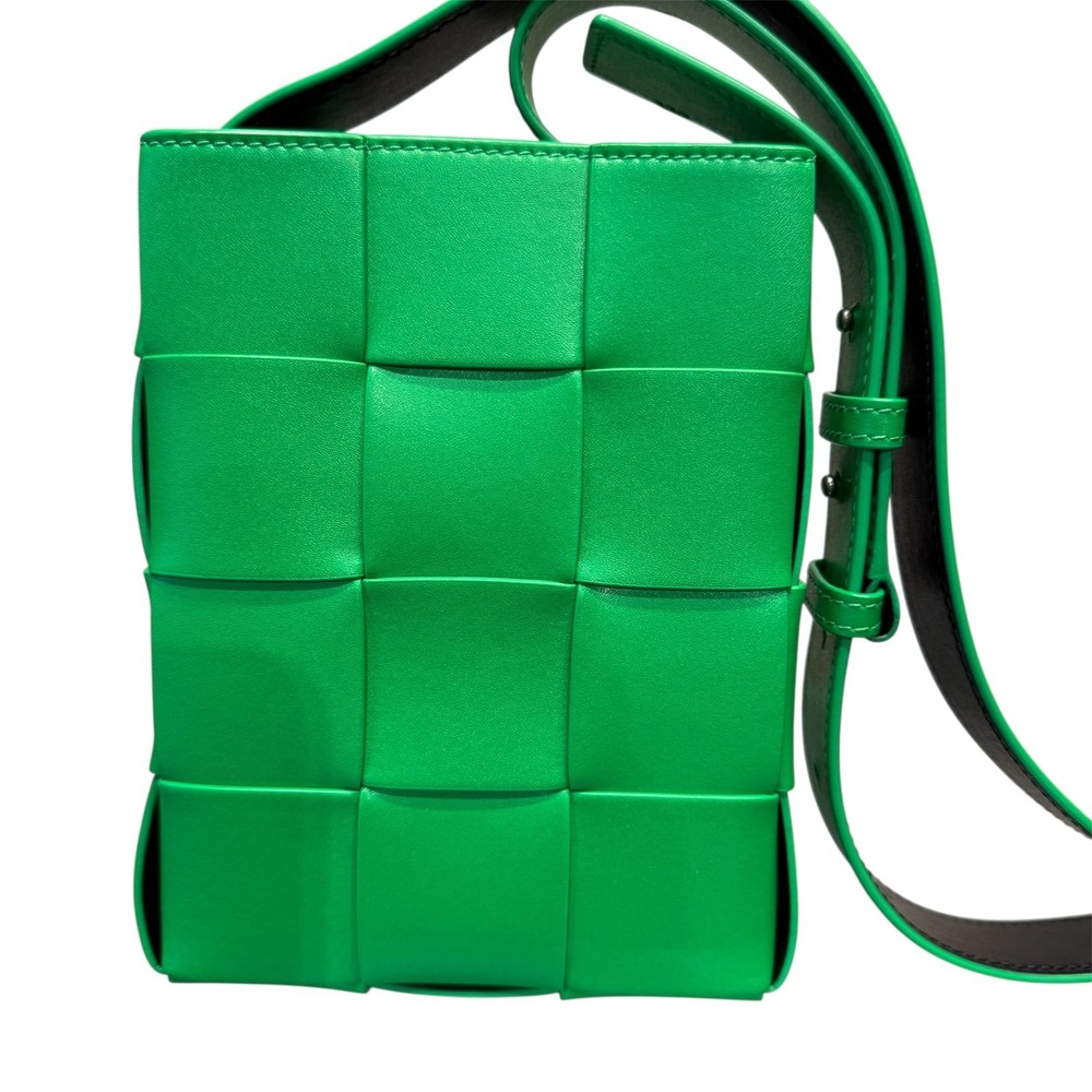 Bottega Veneta Cassette Crossbody Bag Green Black Intrecciato Leather NWT - Picture 2 of 12